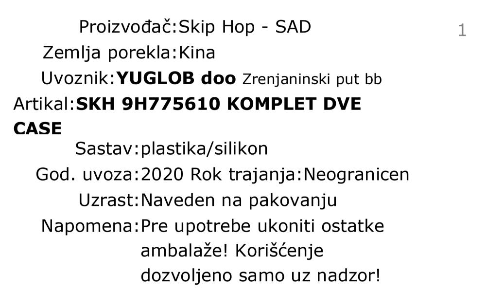 Skip Hop zoo komplet dve čaše - majmun-pas 9H775610 deklaracija